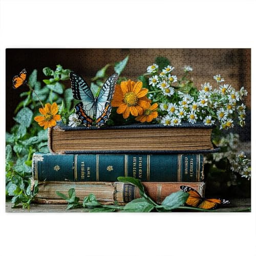 Puzzle 1500 Teile Erwachsene, Zauberbuch Puzzle mit Geschenkbox, Holzpuzzle Erwachsene, EIN Herausforderndes Rätsel 87x57cm, Holzpuzzle für Weihnachtsdeko, Deko Wohnzimmer, Geschenke Thema: Blume S-52