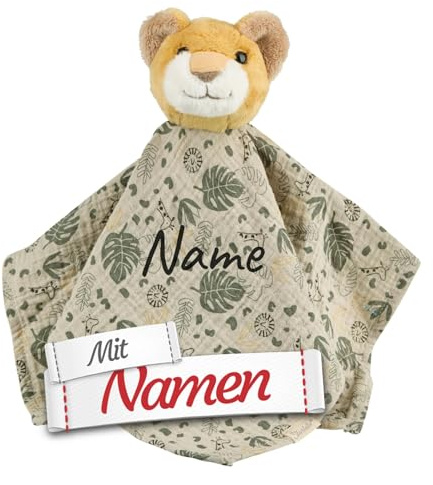 Sterntaler Schmusetuch Baby personalisiert Löwe Leo, mit Namen Bestickt - Babygeschenk zur Geburt und Taufe, Tröster für Kita und Kindergarten, flauschig, hautfreundlich