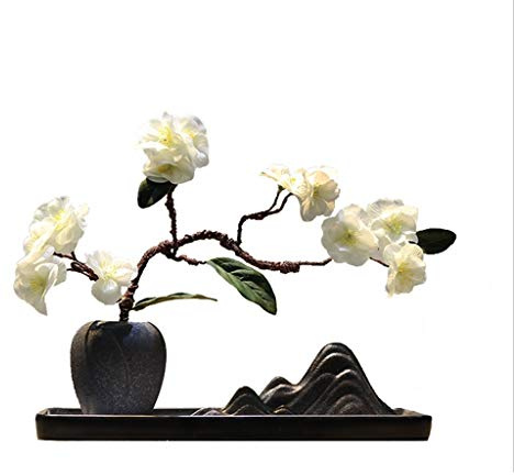 Feng Shui， Konstgjord blomma Kinesisk keramikvas Konstgjord blomma Zen Hemtillbehör, Landskap Sandbord Stenparti Konstgjord krukväxt, Konstgjord blomsterset Konstgjord Bonsai Faux Plants