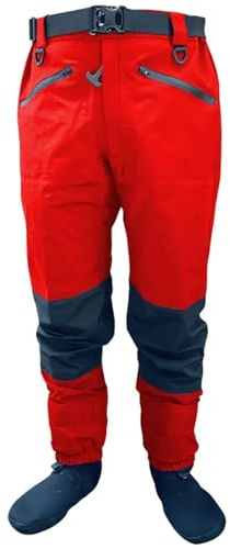 CGRSDSD Waders Fiskebyxor för män, andas, hög midja, 4-faldig, vattentät, stor, för herr, utomhusflugfiske (röd svart, XXL)