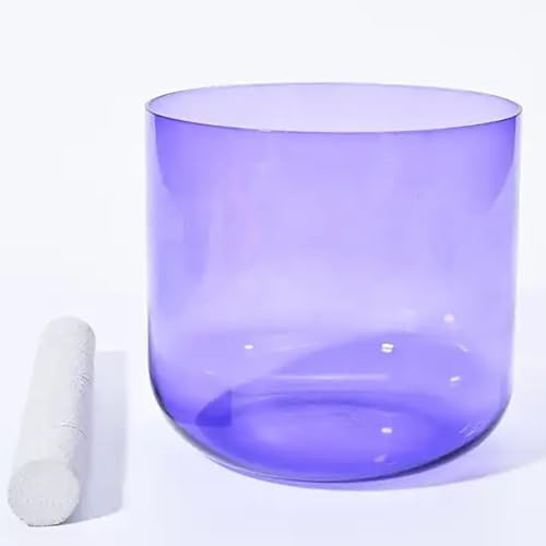 XBTGS Campana sonora al quarzo, 15,2 cm, 432 Hz, con nota si, chakra della corona, per yoga, meditazione e bagno sonoro, con martello in camoscio e O-ring, colore viola