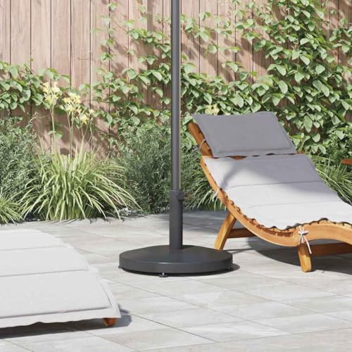 GeenYuu Soporte para sombrilla gris oscuro de acero 48 x 48 x 32 cm con peso, rollo y montaje para jardín, balcón, terraza, soporte estable para sombrilla de mercado, protección contra el viento