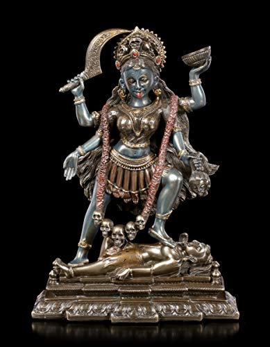 Kali - Figura decorativa (bronce, diosa hindú de la muerte, estatua, escultura, efecto bronce, 19,5 cm)