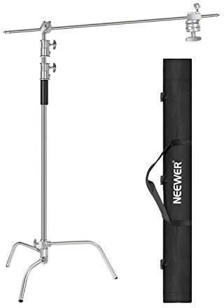 Neewer Support d'éclairage en C de 3 m avec Bras d'extension de 1,2 m, 2 têtes de préhension et Sac de Transport pour réflecteur vidéo, Parapluie, monolight, etc. (Version Basique)