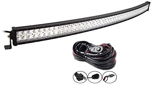 AUXTINGS 132cm 300W Curva LED Light Bar Spot Inundación Luz de Trabajo Luces de conducción Lámpara antiniebla Iluminación Offroad para Fuera del Camino Vehículo Todoterreno 4x4 tracción,CC 12V 24V