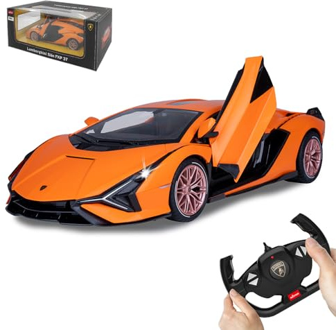 JAMARA 403127 - Lamborghini Sián FKP 37 2,4 GHz 1:14 Tür manuell - RC Auto, offiziell lizenziert, bis 1 Std Fahrzeit, ca. 11 Km/h, perfekt nachgebildete Details, detaillierter Innenraum