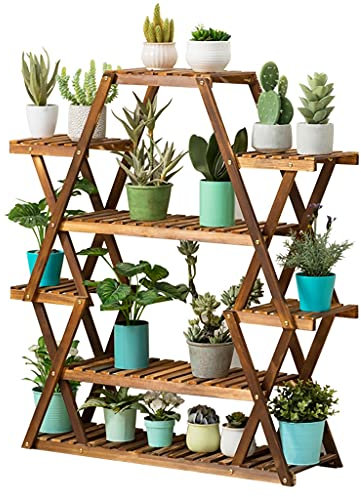 Pflanzenregale Mehrschichtiger Blumenständer Für Den Innenbereich Pflanzenständer Für Den Balkon Grünes Wohnzimmer Hölzernes Blumenregal Für Den Boden (Color : Brown, Size : 89x28x110cm)
