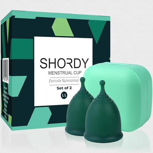 Shordy Menstrual Cup, Set of 2 – Large with Mini Box, 100% Medical Grade Silikon-Menstruationstasse Periodentasse für feminine Hygiene, eine bessere und sicherere Alternative zu Binden und Tampons