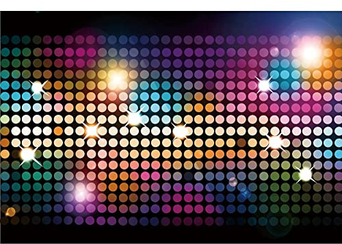 Renaiss 2.2x1.5m Disco thème fête Toile de Fond discothèque coloré Brillant néon Photographie Fond Retour aux années 80 Musique Danse fête décoration bannière Vinyle Photo Studio Accessoires