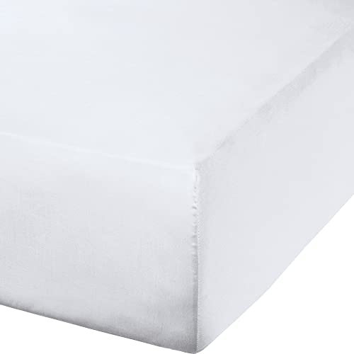 Erwin Müller Spannbettlaken Mako-Satin, Spannbetttuch Landshut - seidig weich, temperaturausgleichend, mit Rundumgummi - weiß - Kochfest Größe 90x190 cm - 100x200 cm
