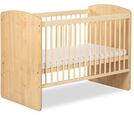 KMbaby Kinderbett K2 aus Naturholz 120×60 cm – Gitterbett (EN 716) – Höhenverstellbar, stabil & sicher
