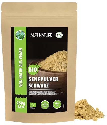 Alpi Nature Organic Mustard Powder Black Brown 250g 8.8 oz, Ground Brown Black Mustard Seeds