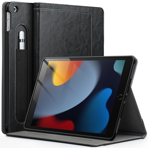 JETech Coque pour iPad 10,2 Pouces, 9ème/8ème/7ème Génération (2021/2020/2019) avec Porte-Pencil, Support Multi-Angle Étui Housse de Protection Souple en TPU Réveil/Veille Automatique (Noir)