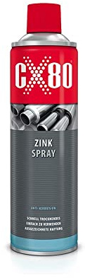 CX80 | Zink-Spray – Korrosionsschutzmittel mit bis zu 90 % Zinkanteil, elektrisch leitfähig, schnelltrocknend, überlackierbar, für Karosserie, Auspuff und Stahlkonstruktionen | 500 ml