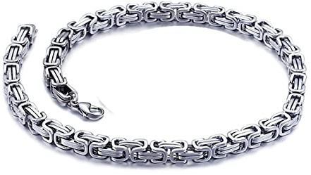 KnSam Edelstahl Byzantine Königskette 50-76 cm, Kette Herren Ohne Anhänger Gold/Silber/Schwarz Edelstahlketten Breit 6/ 7MM Hip Hop Freundschaftsketten Jungs