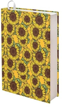 Kuiaobaty Gelbe Sonnenblumen gemusterte Stoff-Buchhülle für Bibel, neuartig, florales Schlupfjacke, waschbarer Stoff-Buchumschlag