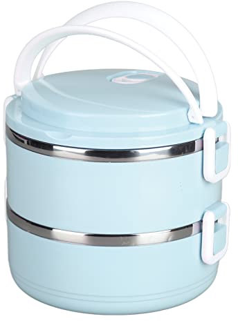 Scatola Termica Impilabile per Alimenti Caldi Scatola Termica 304 Contenitore per Alimenti Rotondo in Acciaio Inossidabile 304 Contenitori per Alimenti Sigillati con (2 strati