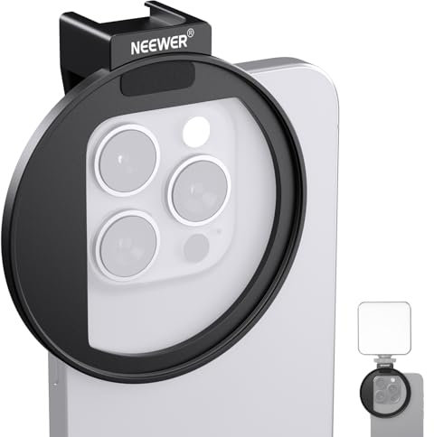 NEEWER Aggiornato 67 mm filtro telefono filettato lente filtro clip con supporto cold shoe, manopola di bloccaggio, apertura 13 mm compatibile con iPhone 15 Pro Max 15 Plus 14 13 Samsung Galaxy S22