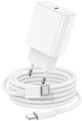 Chargeur iPhone 17 16 15 avec Cable de Charge, Chargeur Rapide USB C Original 20W avec câble USB C AUT C 2M Compatible avec Apple iPhone 17 Air/16e/15 /Pro Max/Plus, iPad Pro 12.9, 11 10/Mini/Air