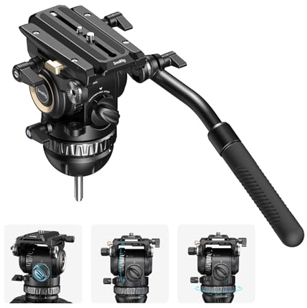 SMALLRIG Professioneller Fluid-Videokopf mit 6-Stufen-Gegengewicht, 4-Stufen-Neige-/ Schwenkhydraulikdämpfung mit QR-Platte für MFT, Gewicht 1.8 kg Traglast bis zu 8 kg, PH8-4287