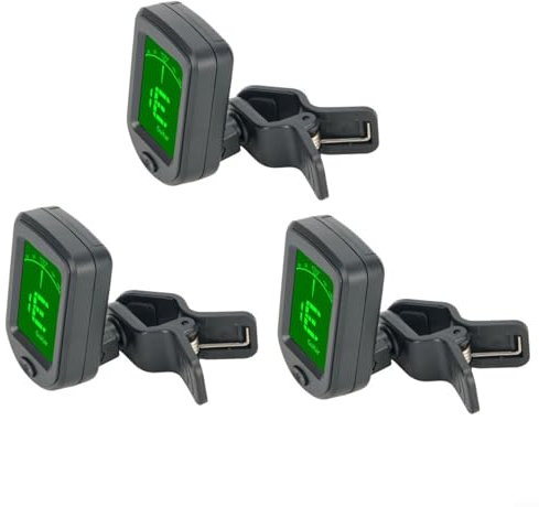 HEIBTENY 3 Stück Stimmgerät Gitarre Gitarren Stimmgerät digital Clip-on Stimmgerät Stimmgerät für Bass Ukulele Violine