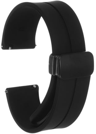 QUARKZMAN Magnetisches Silikon Uhrenarmband Schnellverschluss Weiches Gummi Wasserdichtes Ersatzarmband mit schwarzem Metall Faltschließe für Männer und Frauen