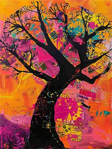Bunter Baum Malen Nach Zahlen Erwachsene, Baum Malen Nach Zahlen Klein 20x30cm, DIY Handgemalt Ölgemälde Kit für Anfänger Bastelset Erwachsene, Acrylfarben Set Wand Deko Bilder Ohne Rahmen, Geschenk