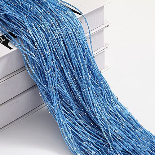 LYHYDMA fadenvorhang 1x2m Glitzerschnur Günstige Türvorhangperlen Raumteiler Perlenfransen Polyesterstoff Fensterpaneel 1 Stück 100x200cm für die Heimdekoration(Blue)