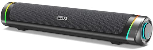 NJSJ Computer Speakers for Desktop with Ultra-Clear Stereo Sound & Dynamic RGB Lighting, Compact Gaming Soundbar Speakers with USB Powered and 3.5mm Aux Input for PC, Laptop, Monitor