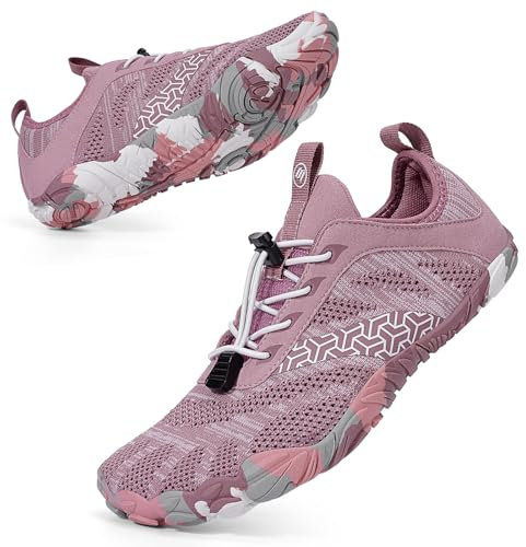 BibHoly Barfotaskor kvinnor män barfotaskor, lätta andningsbara traillöparskor halkfria träningsskor för gym och utomhusaktiviteter, A04 rosa, 38 EU