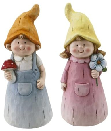 itsisa Zaunhocker Junge und Mädchen (2er Set) H:23 cm aus Terrakotta - Zaun Deko Garten, Pfostenhocker, Zaunfigur, Gartendeko, Zaunstecker