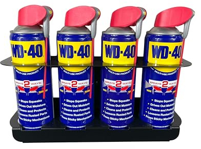 TR Home Wall Mounted Spray Can Holder - Heavy Duty Steel 4-Slot Aerosol Storage Rack - Garage & Workshop Organiser for Paint Cans, Lubricants & Cleaning Bottles