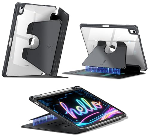 FINTIE Cover per iPad Air 11 M4/M3/M2 (2026-2024)/iPad Air 5a&4a Gen 10,9 | con Portapenne - Multi-angolo Trasparente Custodia Posteriore con Supporto Magnetico, Nero