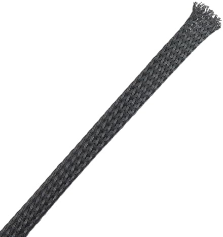 CALFOVERA Gaine Tressée Extensible en Fil Pet de 30 m X 6mm de Large Gaine de Protection pour Câbles Flexible Noire pour Câbles Audio et Vidéo