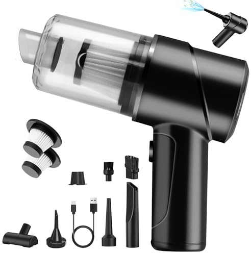 AGARELE Cordless Handheld Vacuum Cleaner,12000Pa Car Vacuum Cleaner 4 in 1 Vacuum Cleaner&Air Blower&Pump Powerful Multifunctional Vacuum with Extension Nozzles for Car, Office, Home Black