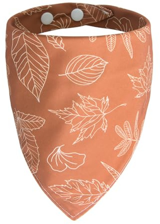 ICEMOOD Herbst-Bandana für Hunde – Herbstlaub Skizzen-Print, Dreieckstuch mit Druckknopf für Mädchen, perfektes Accessoire für das Erntedankfest, Mittel und Large, 16-40 Kg