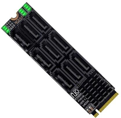 Cablecc 6Gbps NVME M-Key PCI Express NGFF M.2 auf 9 Ports SATA 3.0 Adapter Konverter Festplattenerweiterungskarte 2280 für NAS-Computer