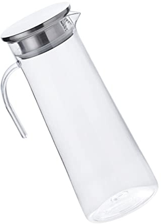 BAZEITFLOW Jarra de Agua Acrílica Capacidad Grande con Tapa y Diseño Clásico de 1.2l y Uso Prolongado Material Acero Inoxidable y Acrílico para Oficina y Fiesta