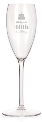 Wanapix | Flûte en plastique personnalisée | Flûte à champagne gravée | 17 cl | Anniversaire Élégant