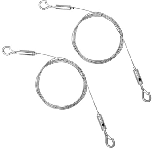 MBAIYO Lot de 2 câbles métalliques réglables - 1 m x 1,5 mm - En acier inoxydable - Avec œillets et crochets - Jusqu'à 50 kg - Pour accrocher des photos, des photos, des rideaux, des photos, des
