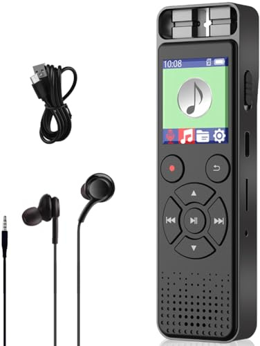128GB Diktiergerät, Mini Aufnahmegerät mit Wiedergabe und sprachgesteuerter, Voice Recorder mit Rauschunterdrückung für Vortrag/Interviews/Klassen/Meeting