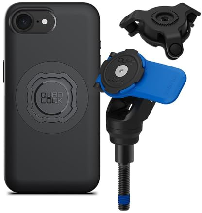 Quad Lock Handlebar Clamp Motorcycle Phone Mount with Vibration Dampener and MAG Phone Case for iPhone 17e/16e