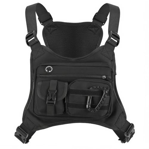 YYTECH Brusttasche Herren, Leichte Laufbrusttasche, Chest Pack Laufweste Verstellbare Brusttasche mit Extra Stauraum für Traning Laufen Radfahren Wandern Camping