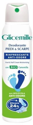 GLICEMILLE | Desodorante para pies & calzado, con mentol y manzanilla BIO, refrescante y antiolor, eficacia 24h, 150 ml