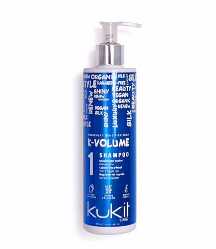 Kukit Hair - Champú Volumen Cabello Fino, Champú K-Volume Vegano sin Parabenos (300 ml)