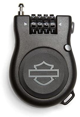 HARLEY-DAVIDSON Lucchetto retrattile per moto, 90 cm, lucchetto a combinazione a 4 cifre, casco antifurto