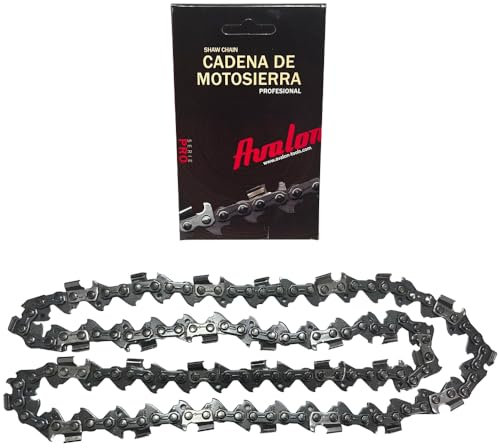 Cadena de motosierra Avalon 3/8 Bajo Perfil - Galga de 050 1.3-57 eslabones diente cuadrado para espadas de 40cm. Cadena de motosierra compatible con Alpina, Ryobi, Stiga, Worx