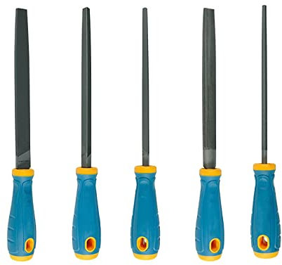 oUyOo 5-Teiliges Metallfeilen-Set, 6 Bis 12 Zoll Flach/Rund/Halbrund/Dreieckig/Quadratisch Feilen Aus Kohlenstoffstahl Mit Rutschfesten Griffen,8in