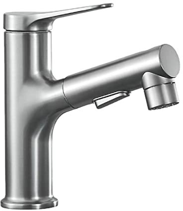 ZYCDP Wasserhahn Badezimmer Ausziehbar, Mischbatterie Waschbecken für Heißes und Kaltes Wasser, Waschtischarmatur mit 3 Strahlarten Armatur, Einhebelarmatur Badarmaturen, Gewehrgrau