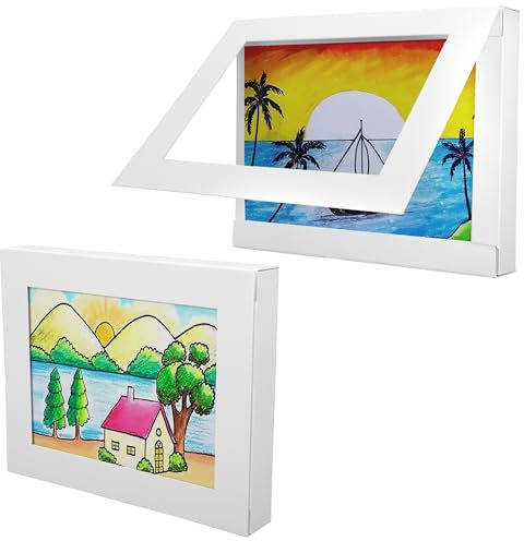 BELLE VOUS 2er Pack 3-in-1 Bilderrahmen für Papier Kunstwerke - 27x19cm Wechselrahmen - Rahmen mit Aufbewahrung von bis zu 100 Bildern - aufklappbarer Rahmen mit Frontöffnung